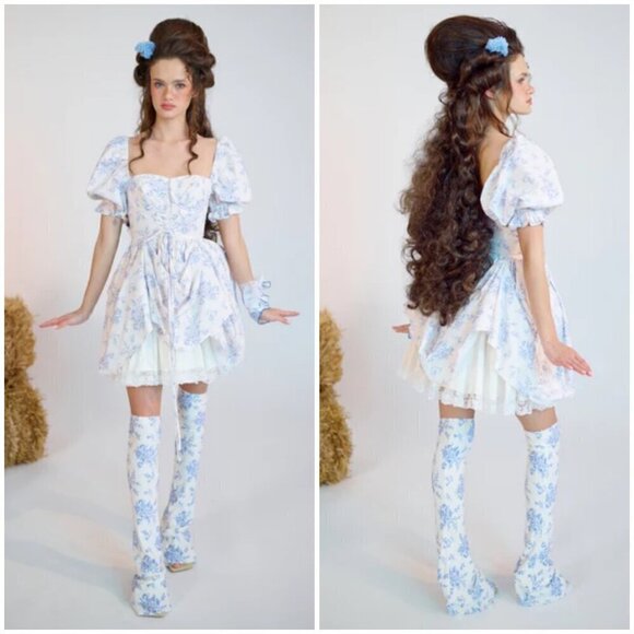 💕SELKIE💕 The Bed & Breakfast Kiera Dress ~ Blue Floral Print XXL - Picture 4 of 16